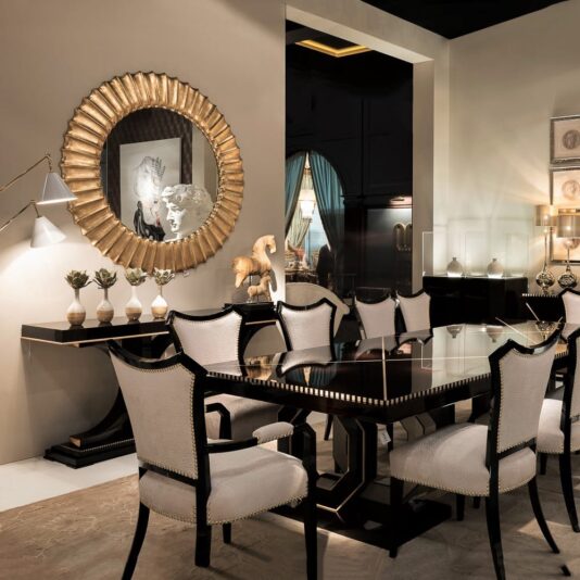 Large Round Gold Designer Mirror