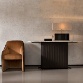 Leather Italian Designer Contemporary Console Table