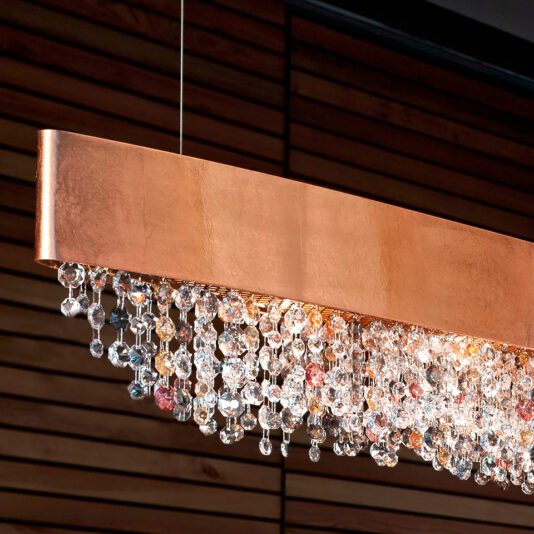 Long Oval Gold Leaf Contemporary Chandelier