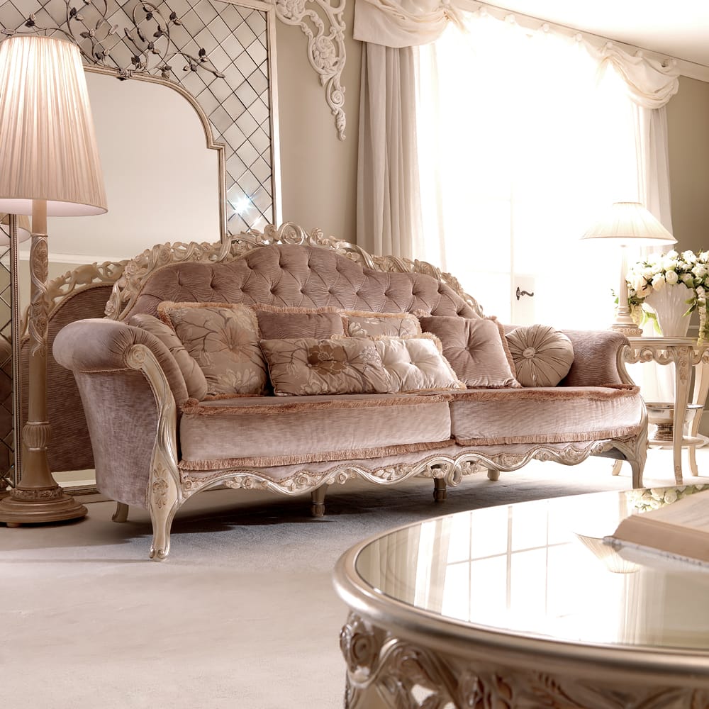 Luxurious Designer Italian Pink Velvet Sofa