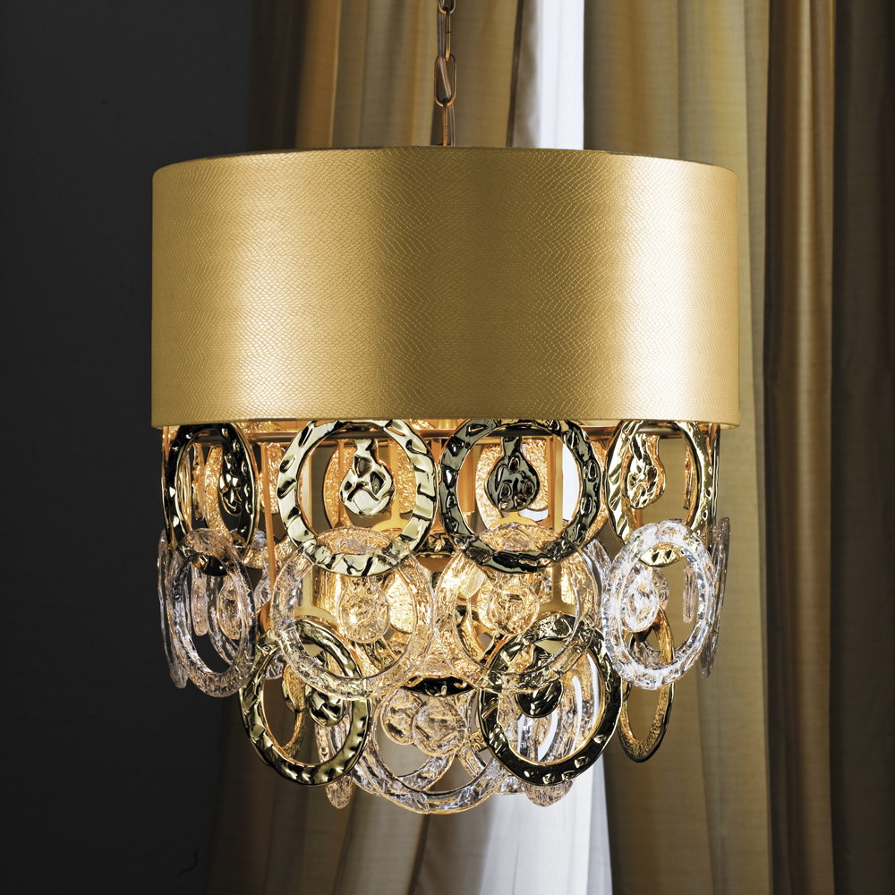 Luxurious Gold Handmade Glass Chandelier