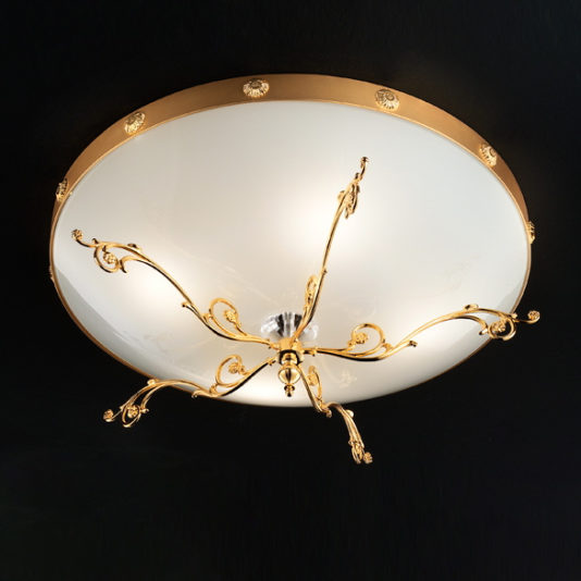 Luxurious gold ornate flush ceiling light