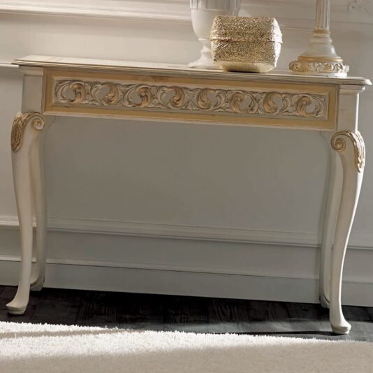 Luxurious Italian Ivory and Gold Rococo Console Table Luxurious Italian Ivory and Gold Rococo Console Table