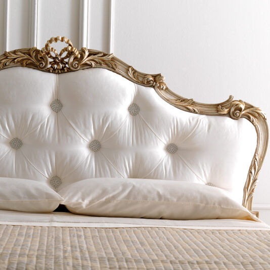 Luxurious Carved Italian Button Upholstered Bed
