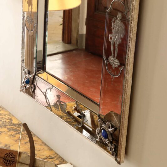 Luxurious Venetian Italian Mirror With Blue Lapis Lazuli
