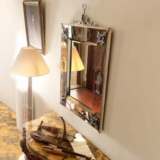 Luxurious Venetian Italian Mirror With Blue Lapis Lazuli