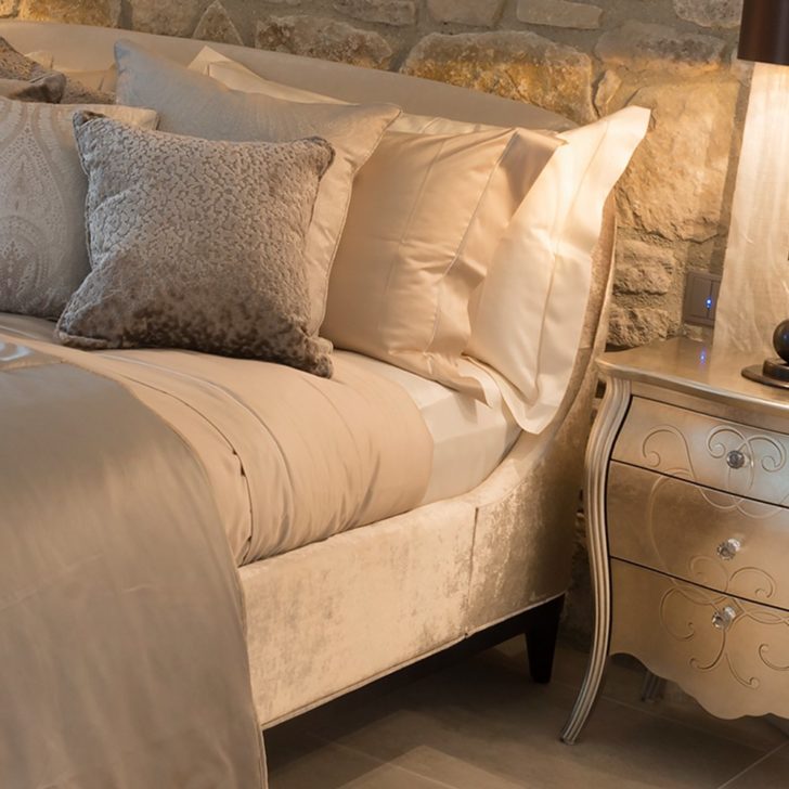 Luxury Designer Ivory Velvet Bed