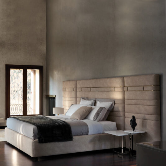 New Arrivals, Luxury Designer Italian Bed With Wide Headboard