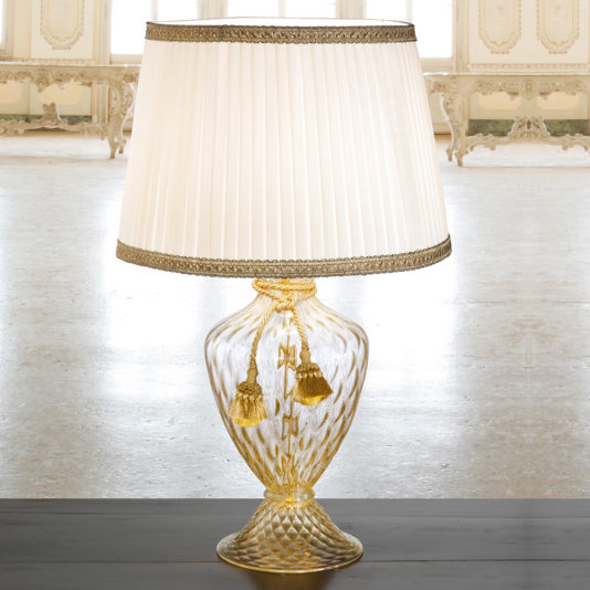 Luxury Engraved Hand Blown Murano Glass Table Lamp