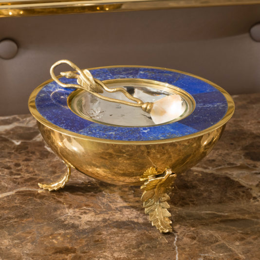 Luxury Gold Precious Stone Unique Caviar Dish With Spoon