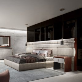 Luxury Italian Bed With Large Nubuck Leather Headboard - Juliettes ...