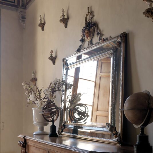 Luxury Italian Bronze Venetian Mirror With Semi-Precious Stones Luxury Italian Bronze Venetian Mirror With Semi-Precious Stones