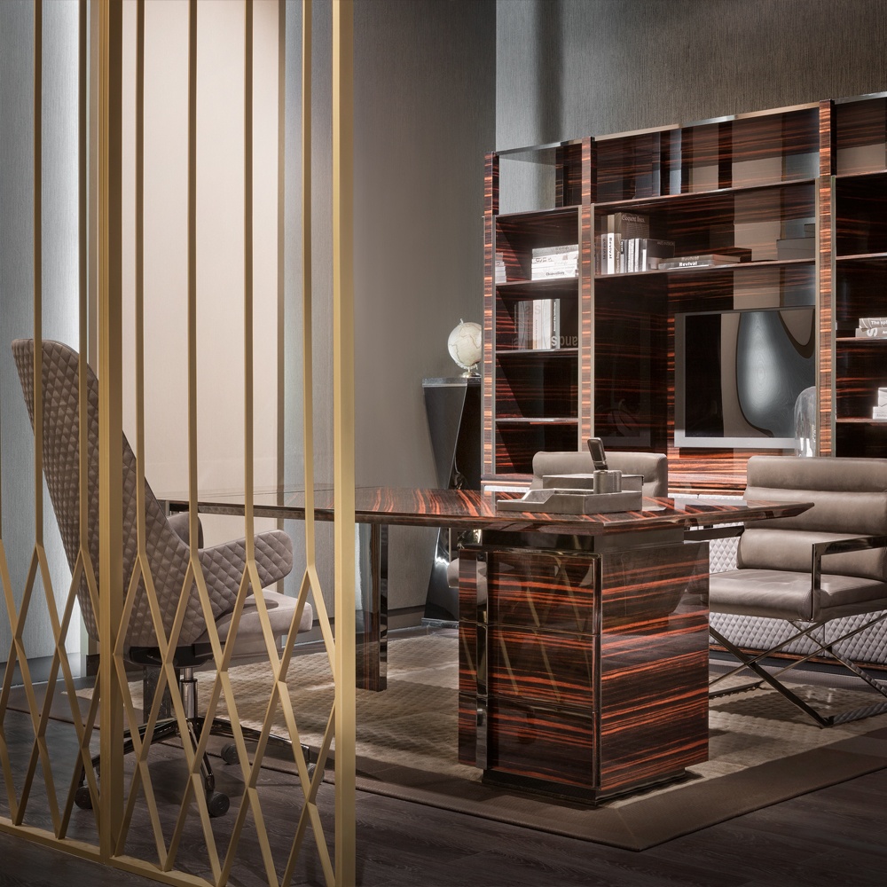 Luxury Italian Ebony And Marble Executive Desk