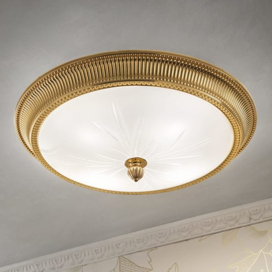 Luxury Italian Gold Plated Flush Ceiling Light