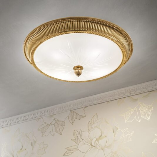 Luxury Italian Gold Plated Flush Ceiling Light Luxury Italian Gold Plated Flush Ceiling Light