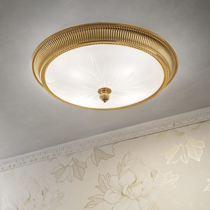 Luxury Italian Gold Plated Flush Ceiling Light