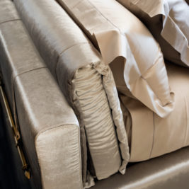 Luxury Italian Ivory Velvet Upholstered Bed