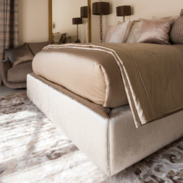 Luxury Italian Ivory Velvet Upholstered Bed