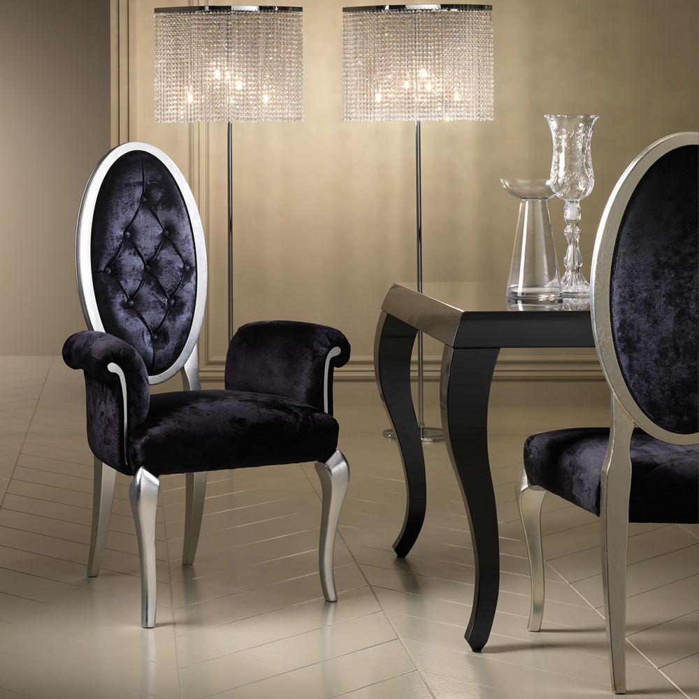 Luxury Italian Oval Designer Carver Dining Chair