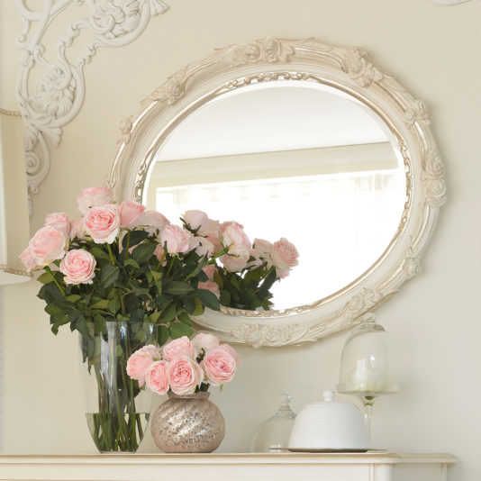 Luxury Italian Rose Oval Wall Mirror