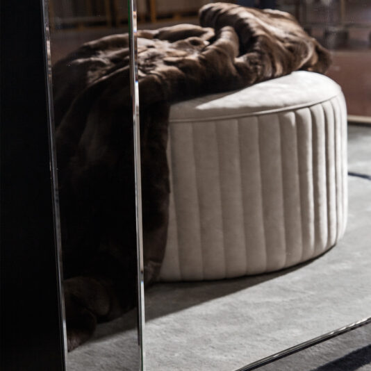 Luxury Large Designer Upholstered Nubuck Leather Pouffe Luxury Large Designer Upholstered Nubuck Leather Pouffe