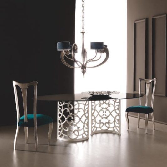 Mirror top designer dining table set