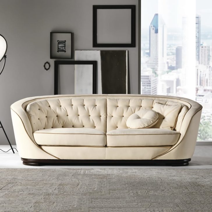 Modern Cream Faux Leather Sofa