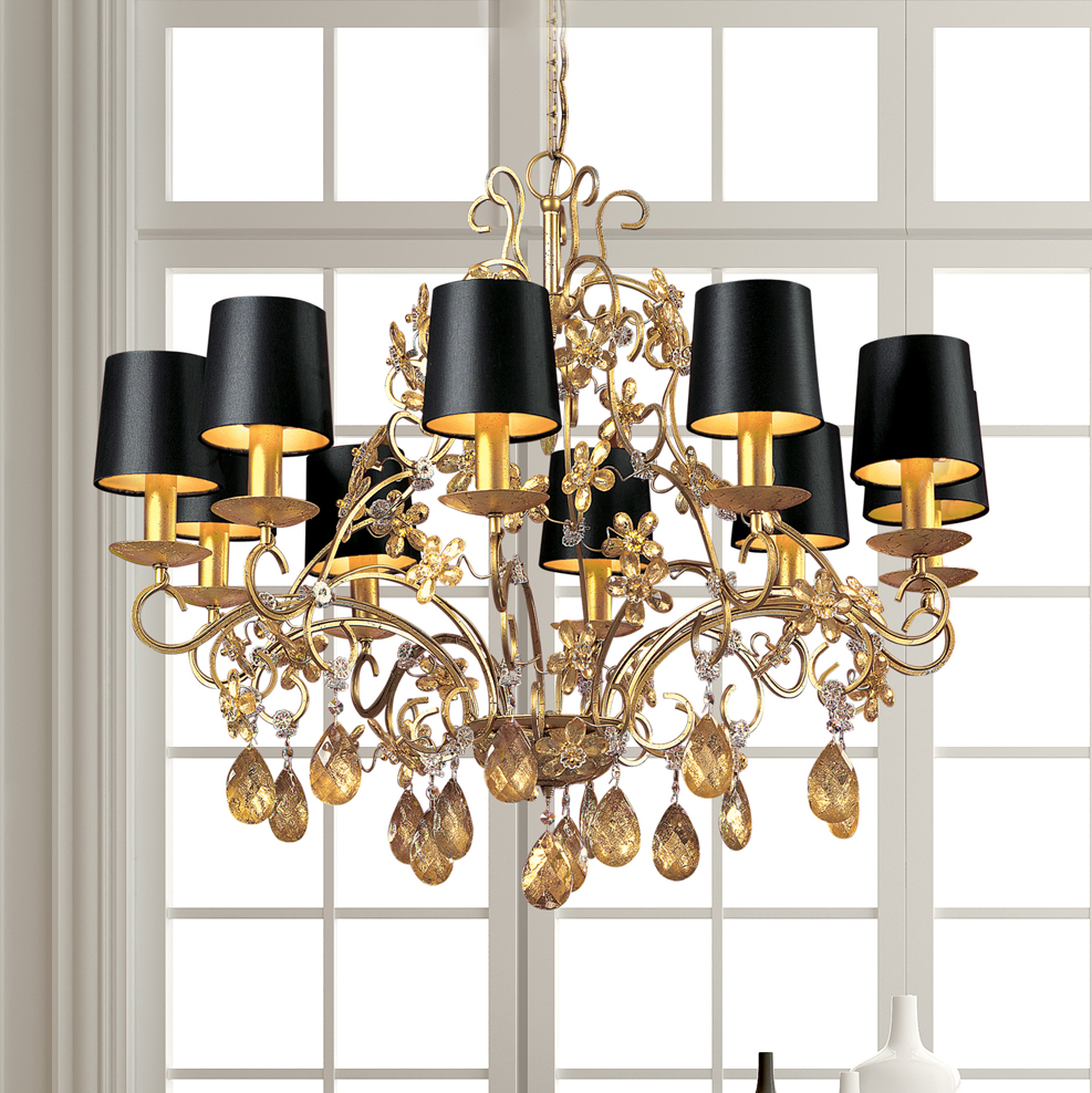 Modern Floral Design Gold Crystal Chandelier