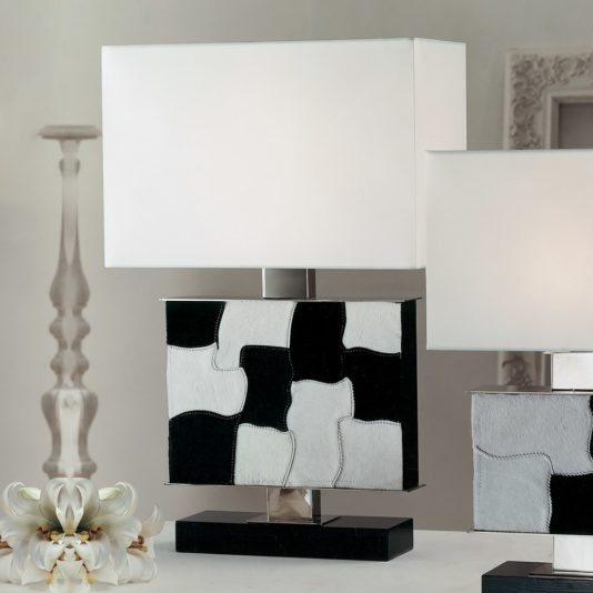 Modern Italian Black And White Hide Table Lamp