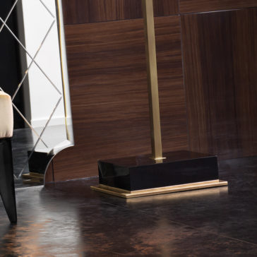 Modern Italian Burnished Brass And Ebony Floor Lamp Modern Italian Burnished Brass And Ebony Floor Lamp