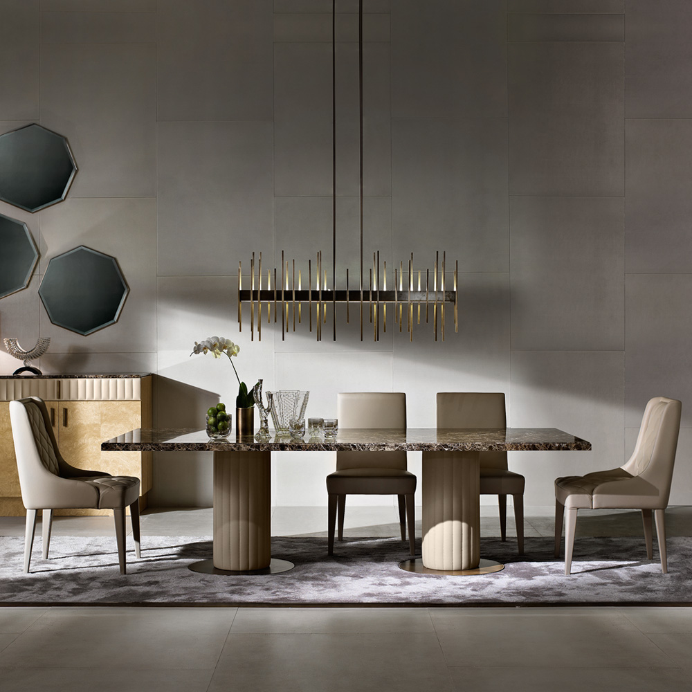New Arrivals, Modern Italian Designer Marble Dining Table Set