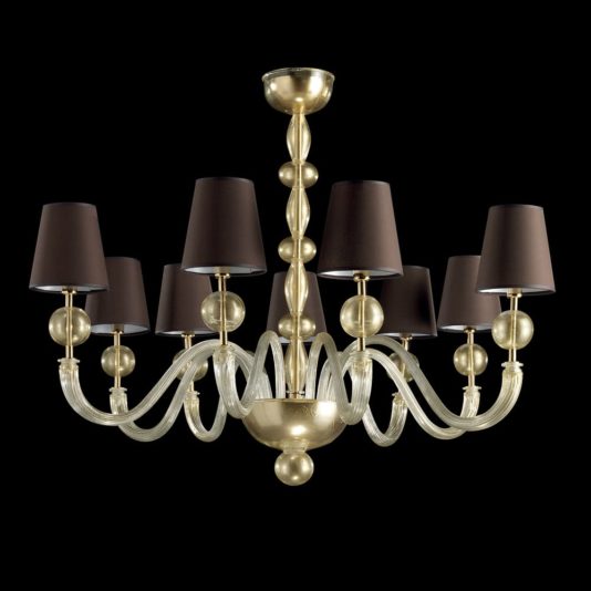 Modern Italian Handcrafted Gold-Plated Chandelier