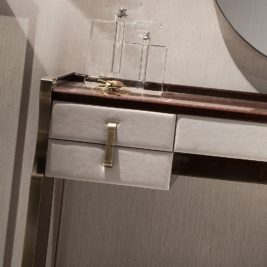 Modern Italian Wenge And Nubuck Dressing Table And Mirror