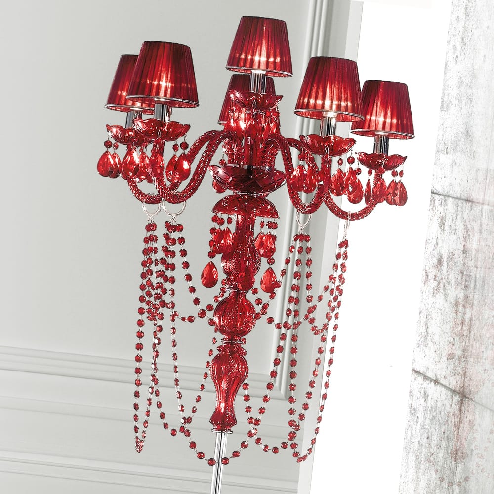 Modern Red Crystal Chandelier Floor Lamp