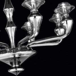 Modern Silver Mirrored Murano Glass Chandelier