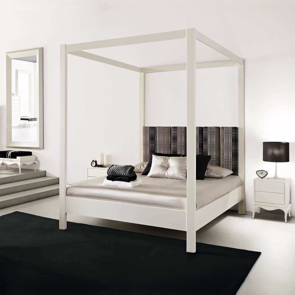 Contemporary beds, Modern White Four Poster Bed