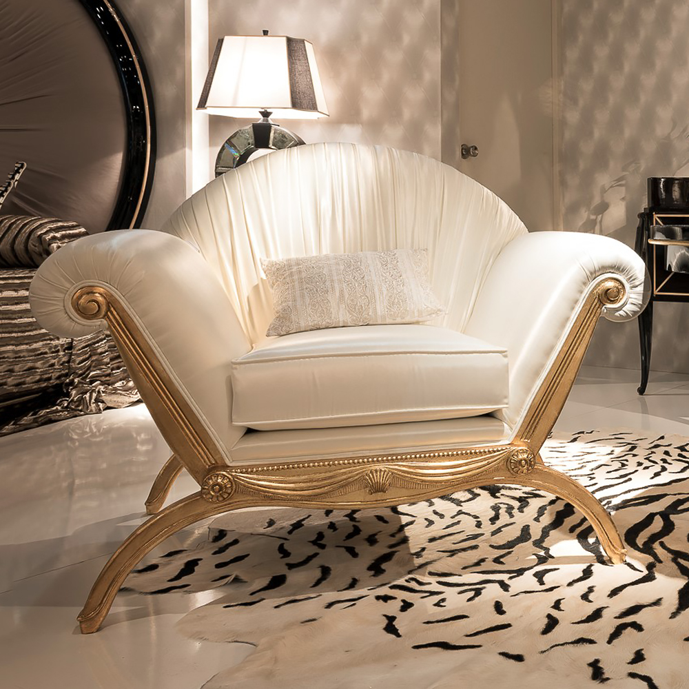  Neoclassical Gold Leaf Armchair