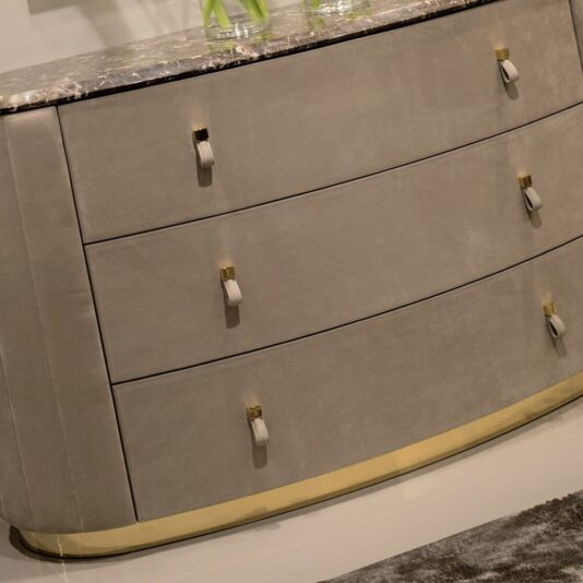 Nubuck Leather Luxury Oval Chest of Drawers Nubuck Leather Luxury Oval Chest of Drawers