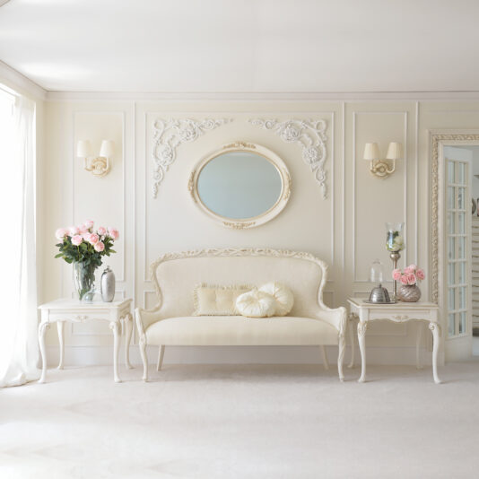 Opulent Italian Ivory and Antique Silver Oval Mirror