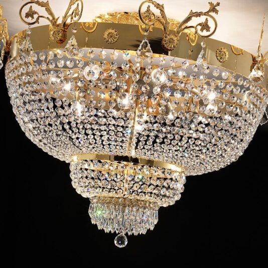 Ornate Gold and Crystal Empire Ceiling Light