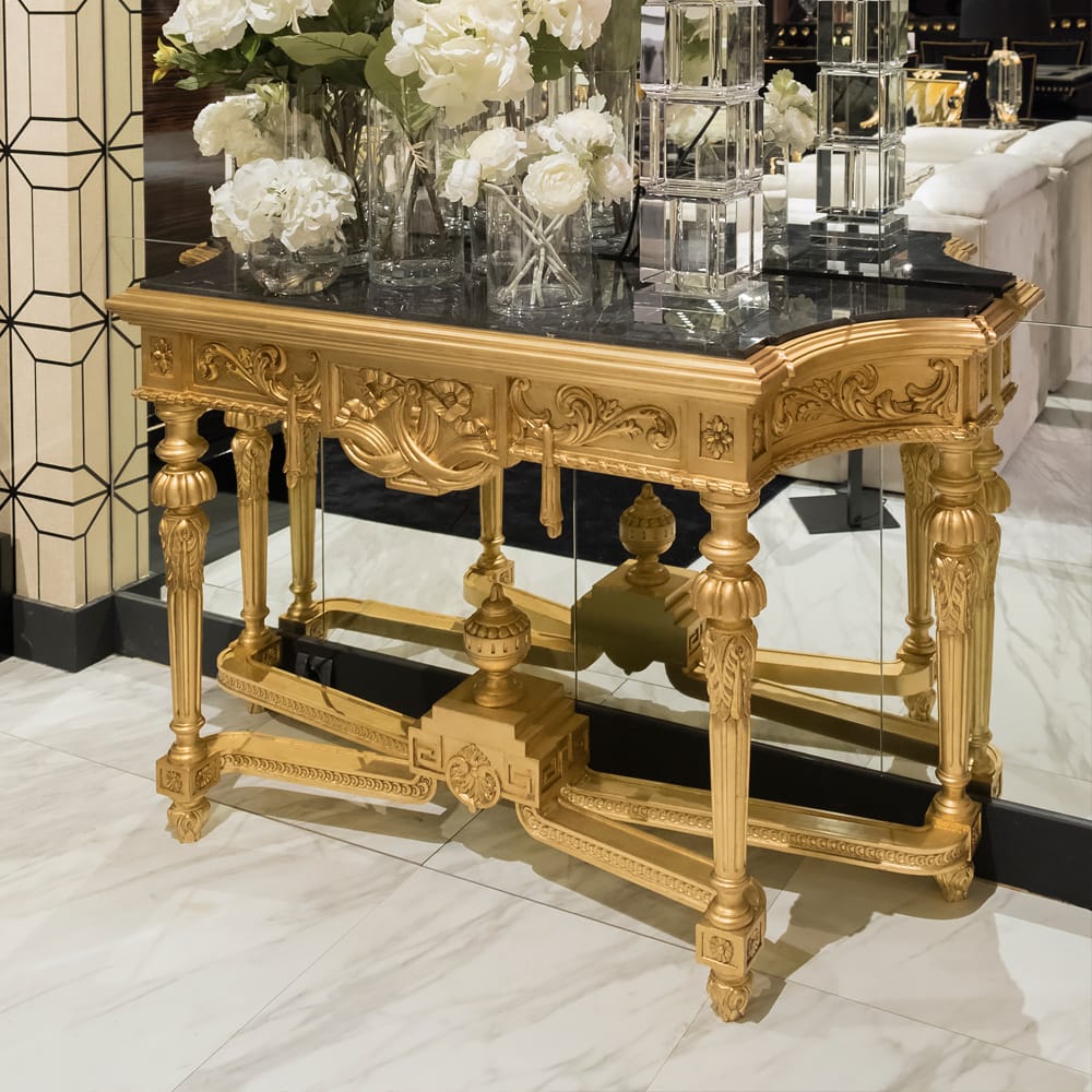 Ornate Neoclassical Gold Console Table
