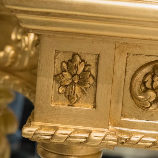 Ornate Neoclassical Gold Console Table Ornate Louis XV1 Gold Console Table