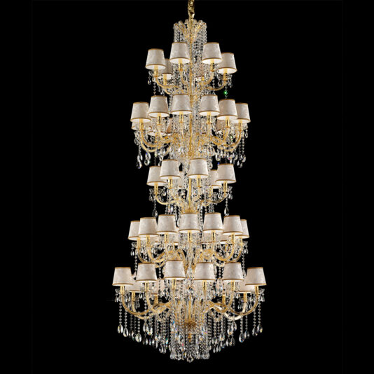 Large Italian Tiered Gold Plated Chandelier