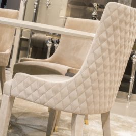 Quilted Nubuck Leather Italian Dining Chair