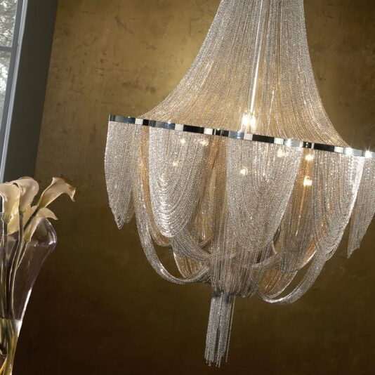 12 Light Silver Chain Empire Style Chandelier Silver Chain Empire Chandelier