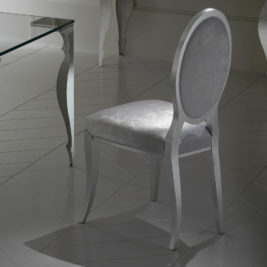 Silver Oval Button Upholstered Dining Chair