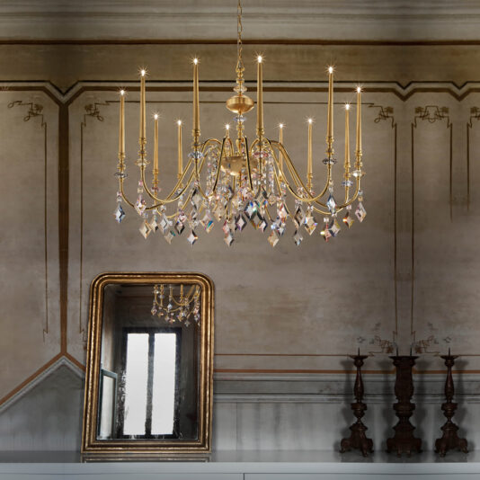 Slim Candle Gold Leaf Chandelier Slim Candle Gold Plated Chandelier