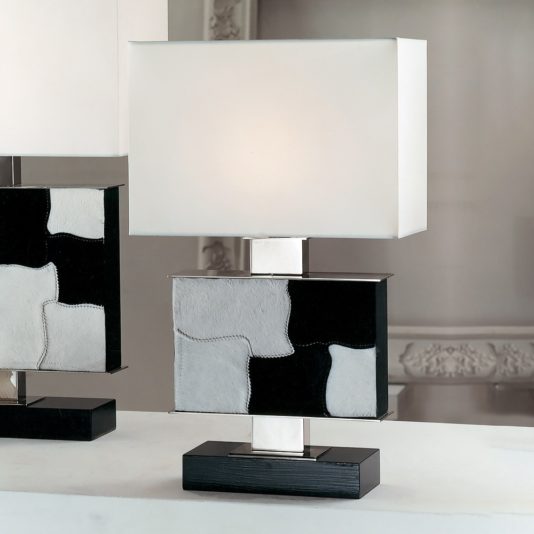 Small Modern Italian Black And White Hide Table Lamp