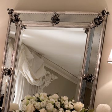 Statement Venetian Italian Mirror With Black Onyx