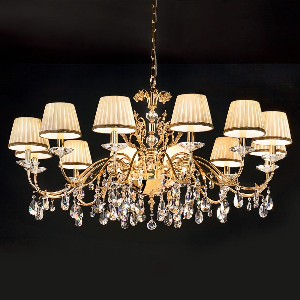 Traditional Crystal Polished Gold Chandelier
